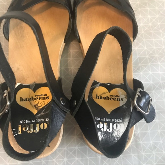 Toffel Swedish Hasbeens Ornament Low Clog Sandals in Black 36 - Picture 5 of 7